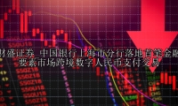 中国银行上海市分行落地首笔金融要素市场跨境数字人民币支付交易